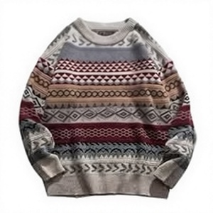 Men's Letter Pattern Knitted <b>Pullover</b> <b>Sweater</b> Winter Standard Full Sleeve Regular Fit Anti-Wrinkle Front Logo Custom - Product Image 1