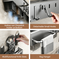 Support de rangement mural multifonctionnel en métal à ventouse sans perçage, porte-baguettes, porte-cuillères, porte-couteaux, porte-serviettes