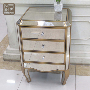 Tables <span class=keywords><strong>de</strong></span> <span class=keywords><strong>chevet</strong></span> Art Déco avec miroir, meubles <span class=keywords><strong>de</strong></span> chambre à coucher en verre, <span class=keywords><strong>table</strong></span> <span class=keywords><strong>de</strong></span> nuit avec 3 tiroirs - Product Image 2