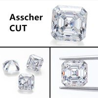 Laboratuvar Yapımı Asscher Kesim Mozanit Taşı 2-11mm DEF Renk VVS Renk Oyunu/Ateş Etkisi ile Takı Yapımı İçin Sertifikalı
