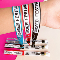 Bracelet tissé jetable personnalisé à usage unique pour événements, en polyester, avec fermoir coulissant et clip de verrouillage – Vente en gros à prix réduit