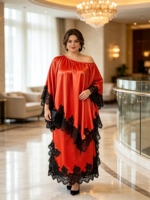 Ensemble jupe deux pièces plissé Miyake pour femme grande taille, couleur unie, manches chauve-souris, élégant et modeste, idéal pour les fêtes