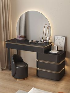 Nuevo <span class=keywords><strong>Mueble</strong></span> de Maquillaje Integrado de Lujo <span class=keywords><strong>con</strong></span> Almacenamiento, Diseño Moderno, Extensible, <span class=keywords><strong>con</strong></span> Luz, <span class=keywords><strong>para</strong></span> Sala de Estar, de Madera de Pino y Panel MDF <span class=keywords><strong>con</strong></span> <span class=keywords><strong>Espejo</strong></span> - Product Image 4