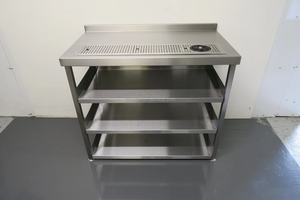 Mesa de Servicio de Bebidas de 4 Niveles con Tabla de Drenaje y Enjuagador de Vasos, Mostrador Comercial para Bebidas para Cafetería o Bar de Té con Leche - Product Image 2