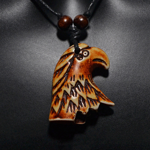 Collar con Amuleto de Hueso de Yak Estilo Tribal Retro Mayan Indio FX005, Colgante de Cabeza de Águila para Hombre, Cadena de Cuerda Ideal para Fiestas, Regalo - Product Image 2