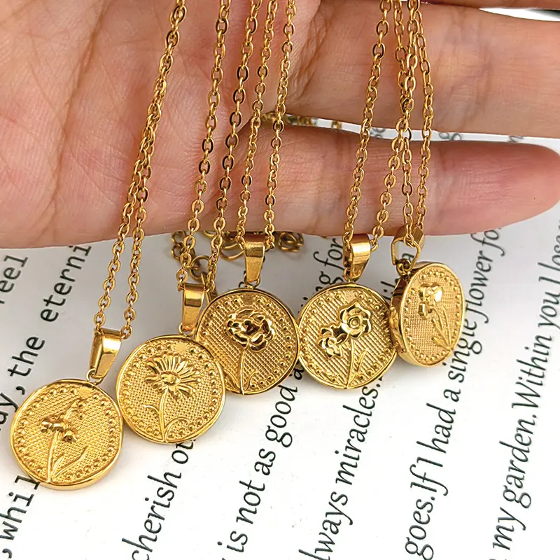 Regalo personalizzato MECYLIFE gioielli in oro 18K in acciaio inossidabile collana di fiori collana di fiori di nascita mese collana di fiori