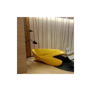 Kunden spezifische kommerzielle Leder ecke Orange Farbe 7-Sitzer Möbel Sitzsack Wohnzimmer Sofa