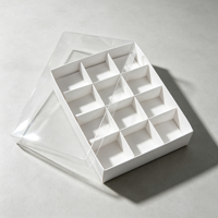 Boîte à chocolat personnalisée imprimée, emballage carré en papier écologique, boîte à dessert avec couvercle transparent et compartiments, boîte à chocolat