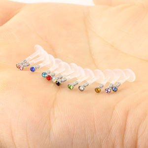 <span class=keywords><strong>Piercing</strong></span> para la nariz y el pezón, anillo de cristal acrílico mezclado de 16G, Labret, Monroe, labio, carne, vientre, <span class=keywords><strong>Piercing</strong></span>, Boiflex, 12 colores - Product Image 3