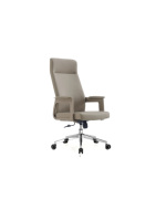 Chaise de bureau de direction ergonomique de luxe à dossier haut en cuir PU, pivotante et réglable, avec accoudoirs fixes pour PDG et managers