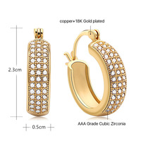 Boucles d'oreilles rondes classiques simples américaines et européennes incrustées de zircon, bijoux pour femmes en or et en argent