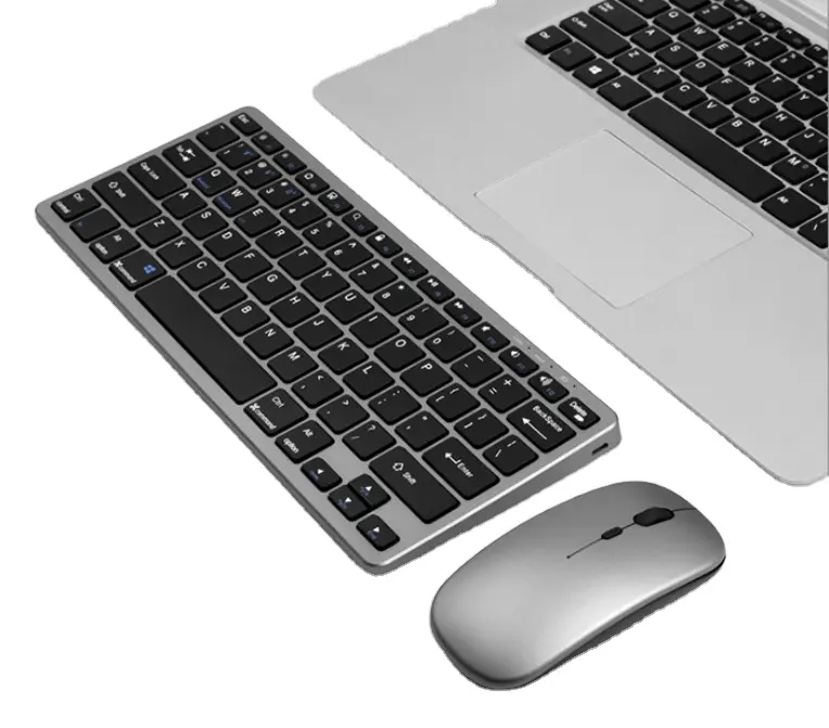 Set Keyboard dan Mouse Nirkabel BT 5.0 & 2.4G, Set Keyboard dan Mouse Multimedia Kombo Mini untuk Laptop PC TV iPad Macbook Android