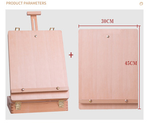 Boîte de rangement en bois de hêtre GF pour peinture à l'huile, <span class=keywords><strong>chevalet</strong></span> de <span class=keywords><strong>dessin</strong></span> d'angle arrondi pour bureau, étui de rangement pour croquis, <span class=keywords><strong>chevalet</strong></span> d'art extérieur pour peintres et étudiants - Product Image 4