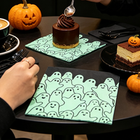 Serviettes imprimées Halloween 3 plis phosphorescentes avec logo personnalisé toile d'araignée fluorescente pour décoration de fête effrayante OEM ODM