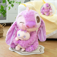 Nouvelle peluche Stitch Sakura, adorable peluche douce de dessin animé, Stitch violet tenant un petit monstre, peluche Stitch en velours, jouets en peluche