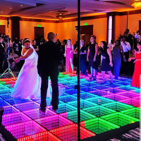 Dalles de sol LED 3D à effet miroir infini, panneaux en verre DMX, éclairage RGB pour discothèque, dalles de sol LED magnétiques pour mariage et fête