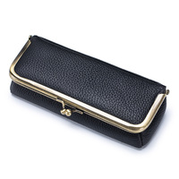 Étui à lunettes en cuir véritable, porte-lunettes en cuir de vachette pleine fleur avec fermoir Kiss Lock, boîte de rangement portable pour lunettes de soleil et de lecture
