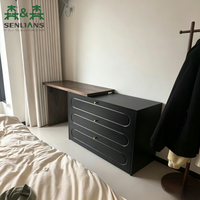 Ensemble de coiffeuse moderne et minimaliste pliable en bois SLS avec 6 tiroirs et armoire de rangement pour chambre à coucher et salon