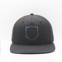 Gorras de béisbol planas impermeables de algodón de color contraste de sarga/Oxford de 5 paneles deportivas Vintage personalizadas con Parche de goma