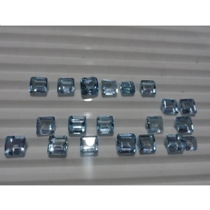 Piedra preciosa de Topacio Azul calibrada 1ct Corte de Esmeralda natural Cristal alto Certificado IGI Piedra de corte brillante suelta tratada térmicamente 8mm - Product Image 1