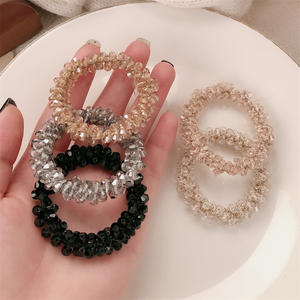 ที่คาดผมคริสตัลเกาหลีสำหรับผู้หญิง เชือกผูกผมประดับลูกปัด ยางรัดผมแบบยืดหยุ่น ดีไซน์หรูหรา - Product Image 1