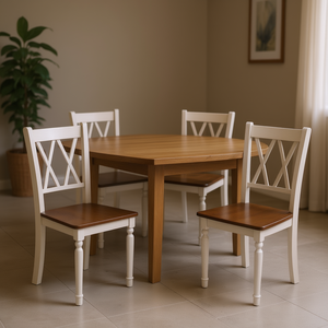 Ensemble de 4 chaises de salle à manger en bois de style farmhouse, assise en bois de caoutchouc blanc noyer, meubles de cuisine et de maison - Product Image 2