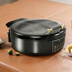 Poêle Électrique Noire et Or 30 cm 1500W Double Chauffage Antiadhésive Grande Capacité Usage Domestique - Product Image 2