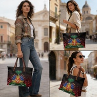 Sacs à main en cuir imperméables pour femmes, imprimé drapeau d'Haïti, sac fourre-tout tendance, sacs de plage, de travail et de voyage des îles haïtiennes avec poignée supérieure
