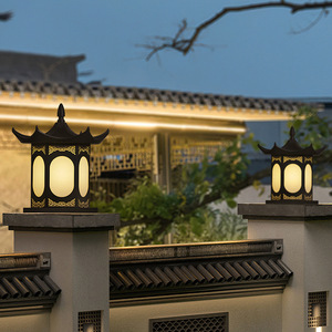 Nouvelles lampes à pilier de style chinois, éclairage extérieur étanche LED E27 110V 240V, éclairage de clôture de jardin de villa - Product Image 2