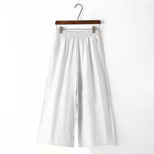 <span class=keywords><strong>Pantalon</strong></span> décontracté en coton pour femmes, coupe ample, couleur unie, <span class=keywords><strong>taille</strong></span> élastique plate et poches, pour les seniors et les mamans - Product Image 6