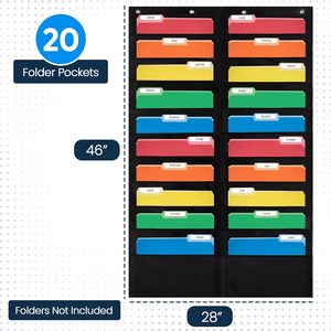 20 Pocket File Chart 28x46 Wall Mounted Organizer Black Office Storage Solution Behind Doors On Walls - Product Image 2