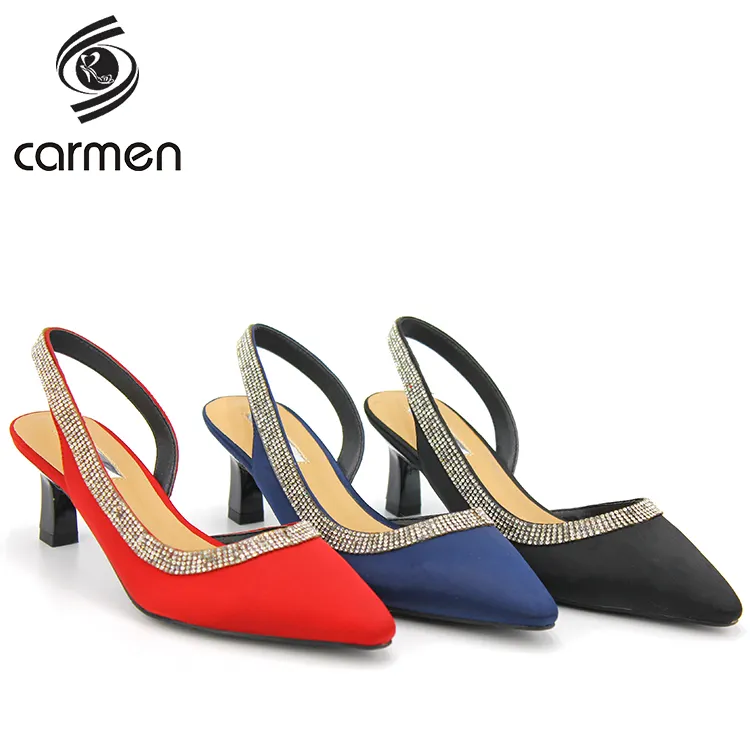 Sepatu pump Gaun Wanita Mode 2022 sepatu kantor wanita sepatu pernikahan hak rendah anak kucing pensil tipis ujung runcing sepatu hitam Carmen Pu