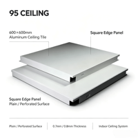 Panneaux de plafond en aluminium ignifuges de classe A pour les projets de systèmes suspendus en grille T pour les halls et couloirs de supermarchés
