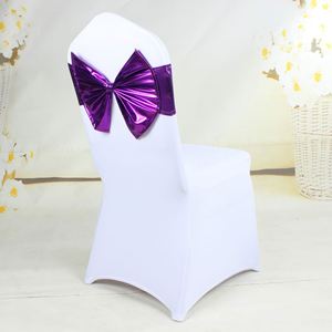 Ensemble d'accessoires haut de gamme : Housse de chaise nœud papillon enduite avec ruban de soie pour célébrations hôtelières - Product Image 4