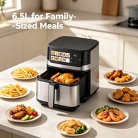 Friteuse à air chaud 6,5 litres sans huile avec panneau numérique coloré en acier inoxydable 1700W – Offre spéciale cuisine domestique