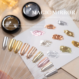 Polvo Mágico para Uñas Efecto Espejo Rosa Dorado Marrón, Pigmento Cromado Acrílico PET para Frotar en Esmalte de Gel, Salón de Uñas y Arte de Uñas - Product Image 1