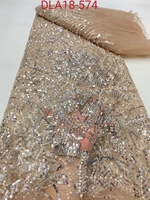 Broderie de tissu de dentelle perlée africaine de haute qualité avec paillettes perles dentelle de Tulle nigérian pour robe de soirée de mariage