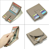 Dompet RFID Wanita Kulit Sapi Lapisan Atas Dompet Kartu Mini Ramping Korea Tas Koin Ritsleting