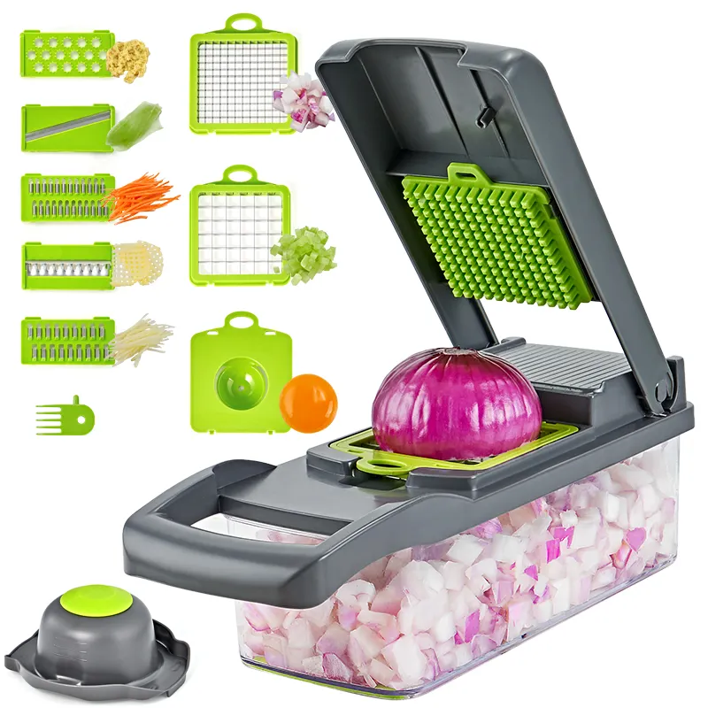 Amazon Hot Selling Kitchen Multi 12 In 1 Manual Mandoline Fruit vegetable cutter onion dicer veggie slicer vegetable chopper