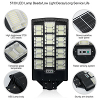 Lampe solaire de rue tout-en-un à haut lumen 1000W, étanche IP67, lumière LED murale extérieure, capteur de mouvement humain, lampe solaire de jardin