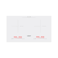 Table de cuisson à induction double foyer encastrable avec commande tactile coulissante 3500W, plaque vitrocéramique micro-cristalline pour usage commercial et domestique