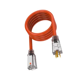 16/3 kabel listrik AC NEMA 5-15 transparan dengan lampu yang ditunjukkan steker luar ruangan kabel ekstensi untuk pasar Amerika Selatan