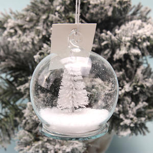 घर और बगीचे की सजावट के अंदर लकड़ी की बर्फ के साथ क्रिसमस के आभूषण पारदर्शी स्पष्ट ग्लास गुंबद हैंगिंग बॉल पर्यावरण के अनुकूल - Product Image 5