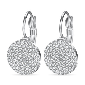 <b>Stud</b> <b>Earrings</b> 12mm Round Micro Insert White Black And White Diamonds Stainless Steel Everyday Wear - Product Image 1