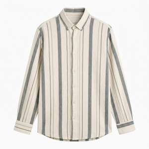 Chemise décontractée en flanelle unie pour homme, manches longues, col rabattu, bouton unique, infroissable, en coton tissé et fibre de bambou, idéale pour l'été - Product Image 4