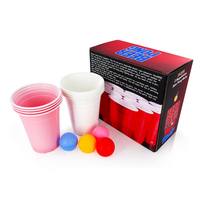 Mini-jeu de Beer Pong pour Fête, 24 Pièces, Jeu à Boire avec Gobelets Rouges, Kit de Gobelets de 16oz pour Intérieur avec Balles