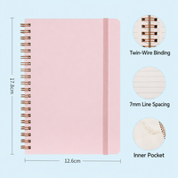 Agenda Personalizada con Logotipo, Diaria, Semanal, Mensual, A5, 7 mm, con Líneas, Banda Elástica, Bolsillo Interior, Suministros de Oficina, Encuadernación en Espiral