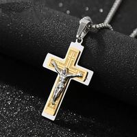Delicado collar de acero inoxidable Jesús Cruz católica colgantes