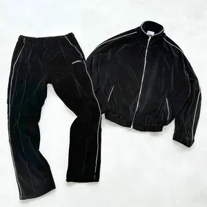 Custom Fluwelen Trainingspak Mannen Jogger Pakken 2 Delige Set Fluwelen Trainingspak Voor Mannen