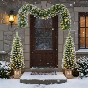 Flocked Pine <b>Christmas</b> <b>Garland</b> Pre Lit Green Swag Snow Flocked Holiday Decoration for Mantel Stair Rail - Product Image 3